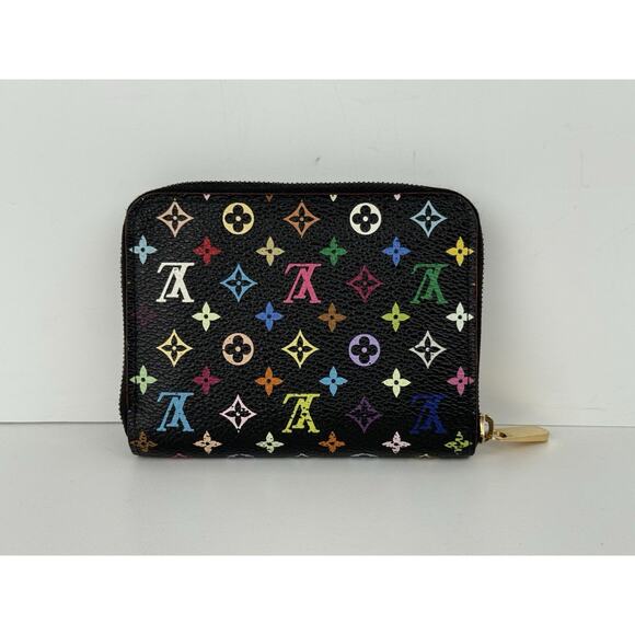 Louis Vuitton Multicolor Zippy Coin Purse Wallet Black with Gold Hardware - Picture 4 of 11